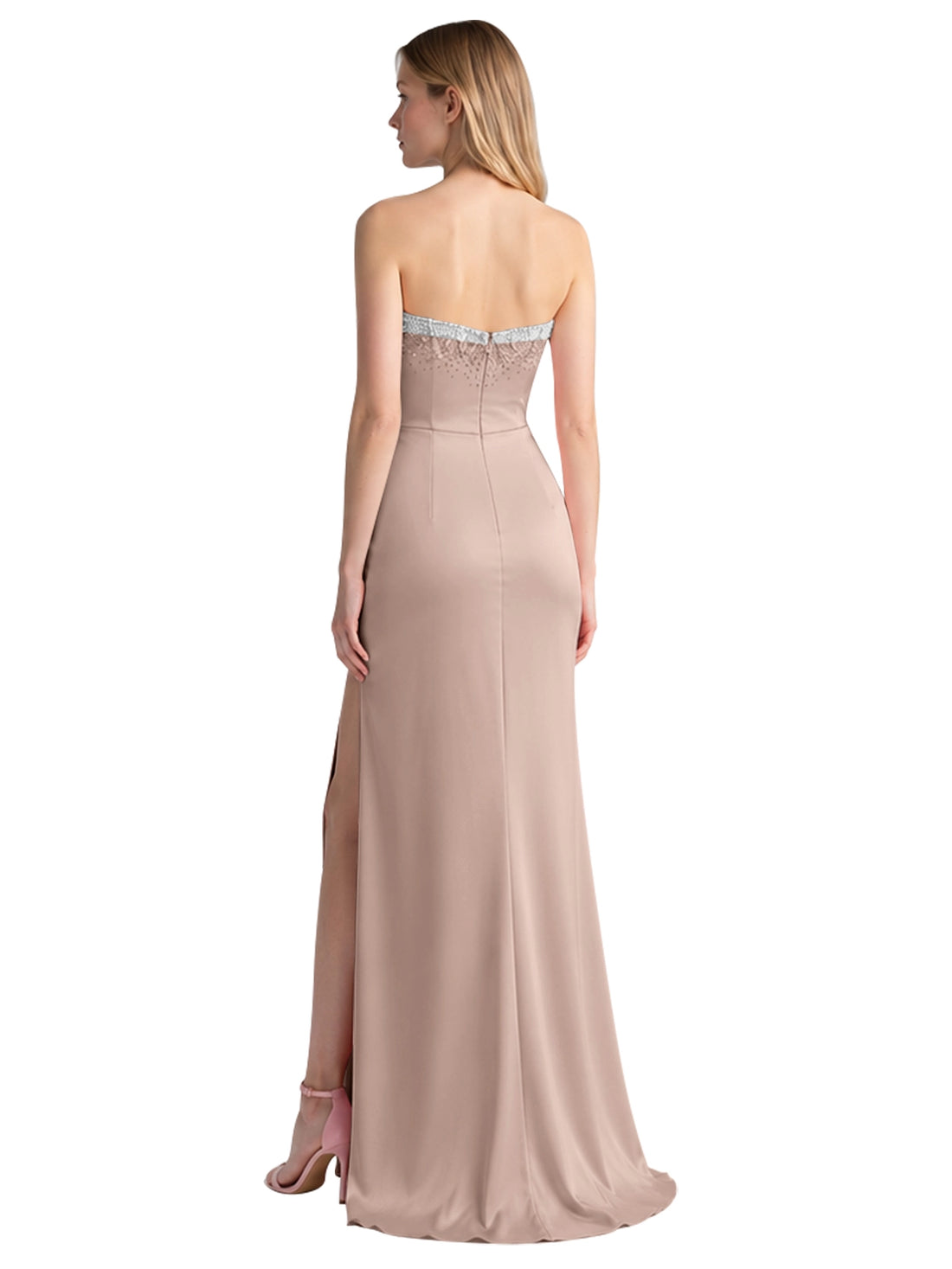 Beaded High Slit Prom Dress 