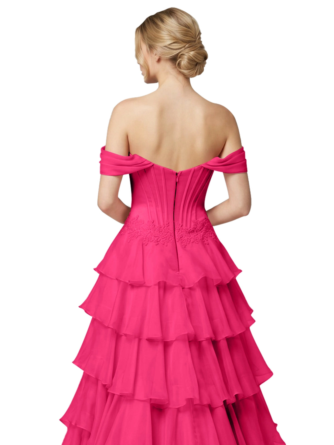 Tiered Off The Shoulder Prom Dress 