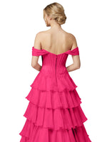 Tiered Off The Shoulder Prom Dress 