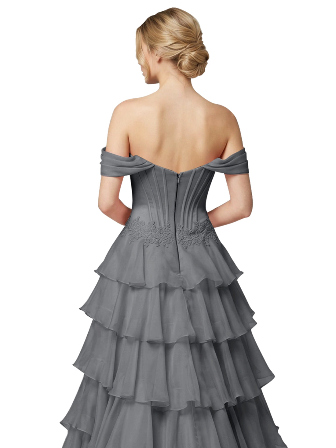 Tiered Off The Shoulder Prom Dress 