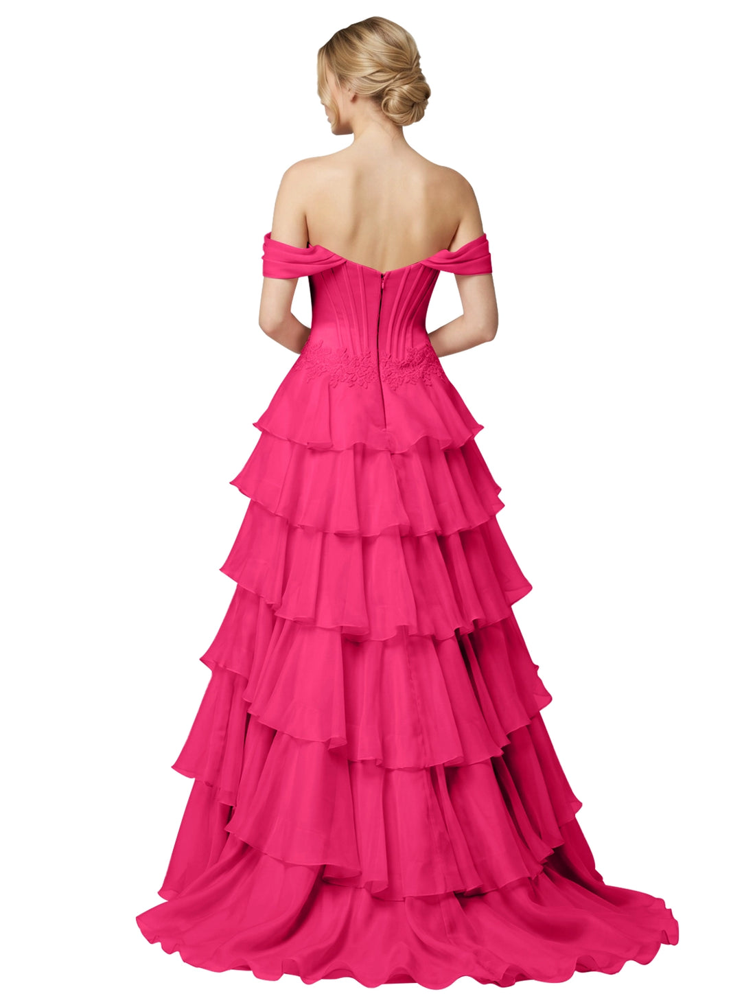 Tiered Off The Shoulder Prom Dress 