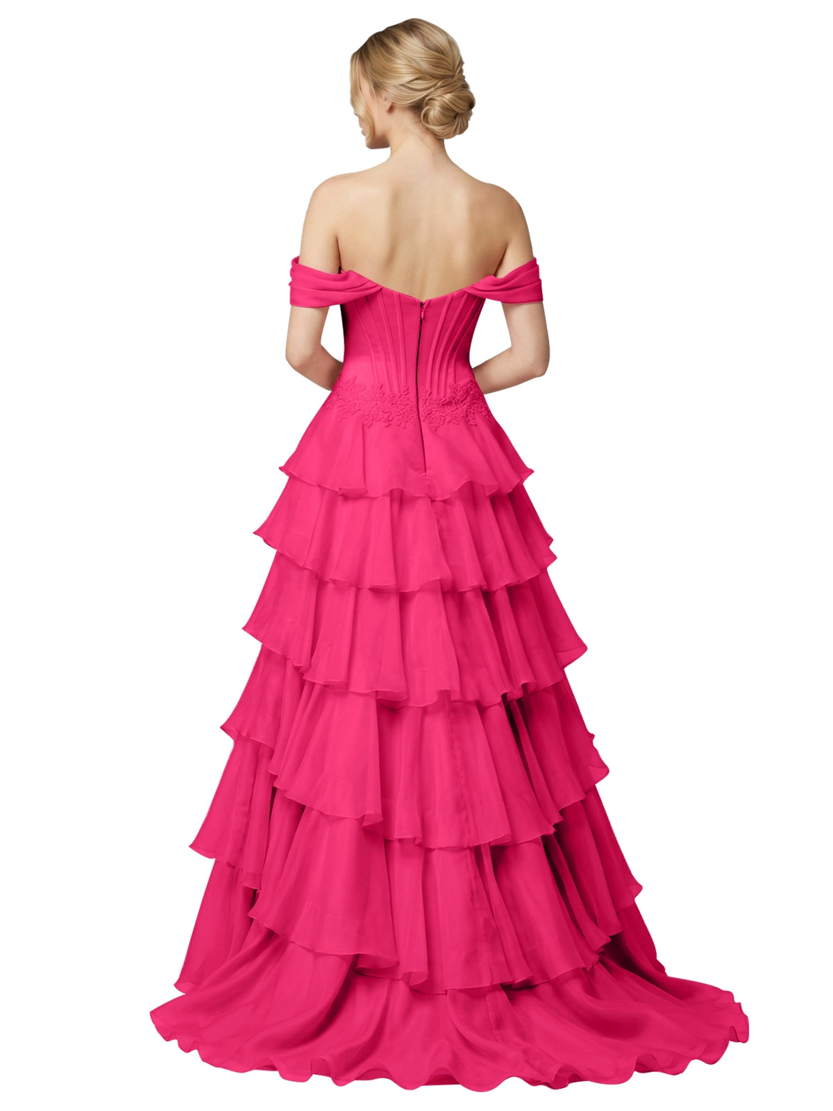 Tiered Off The Shoulder Prom Dress 