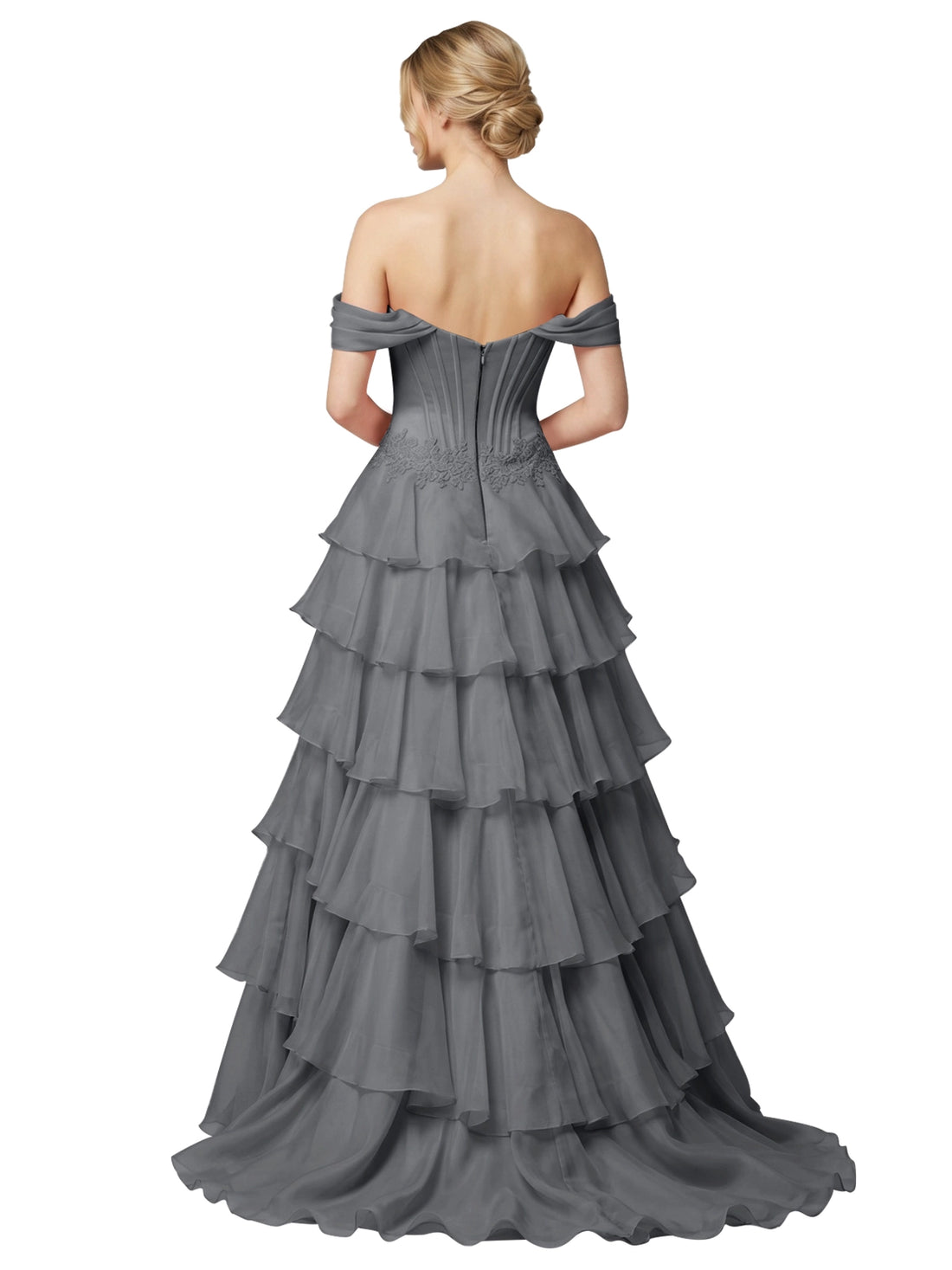 Tiered Off The Shoulder Prom Dress 