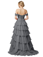 Tiered Off The Shoulder Prom Dress 