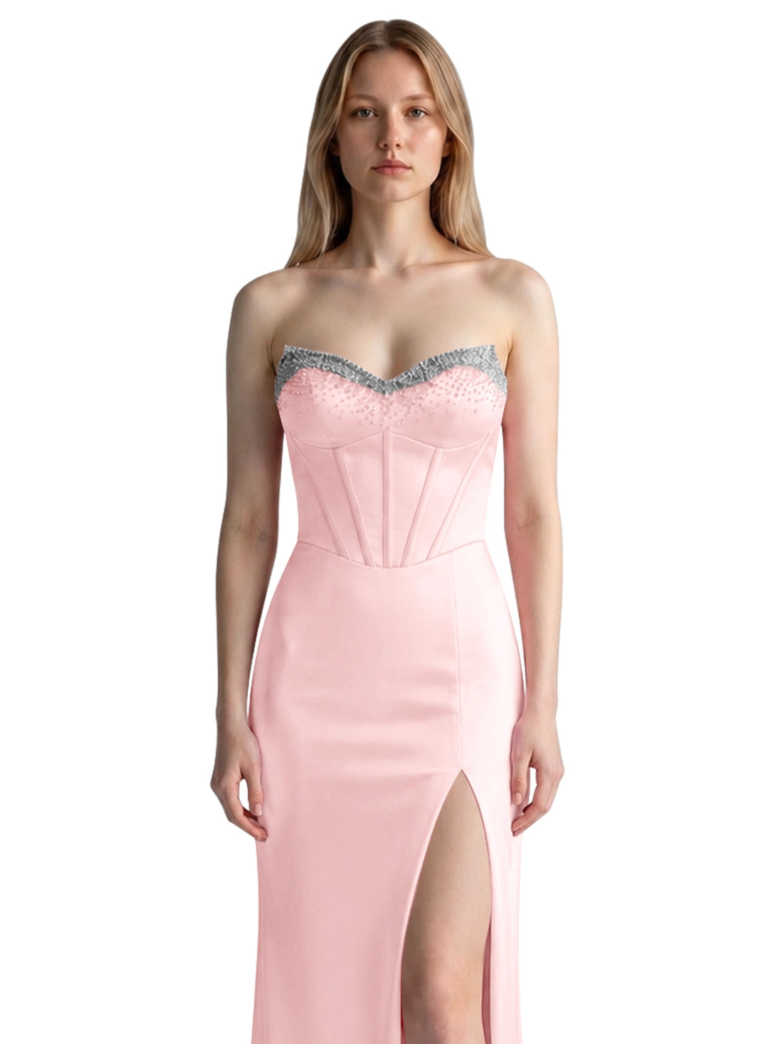 Beaded High Slit Prom Dress 