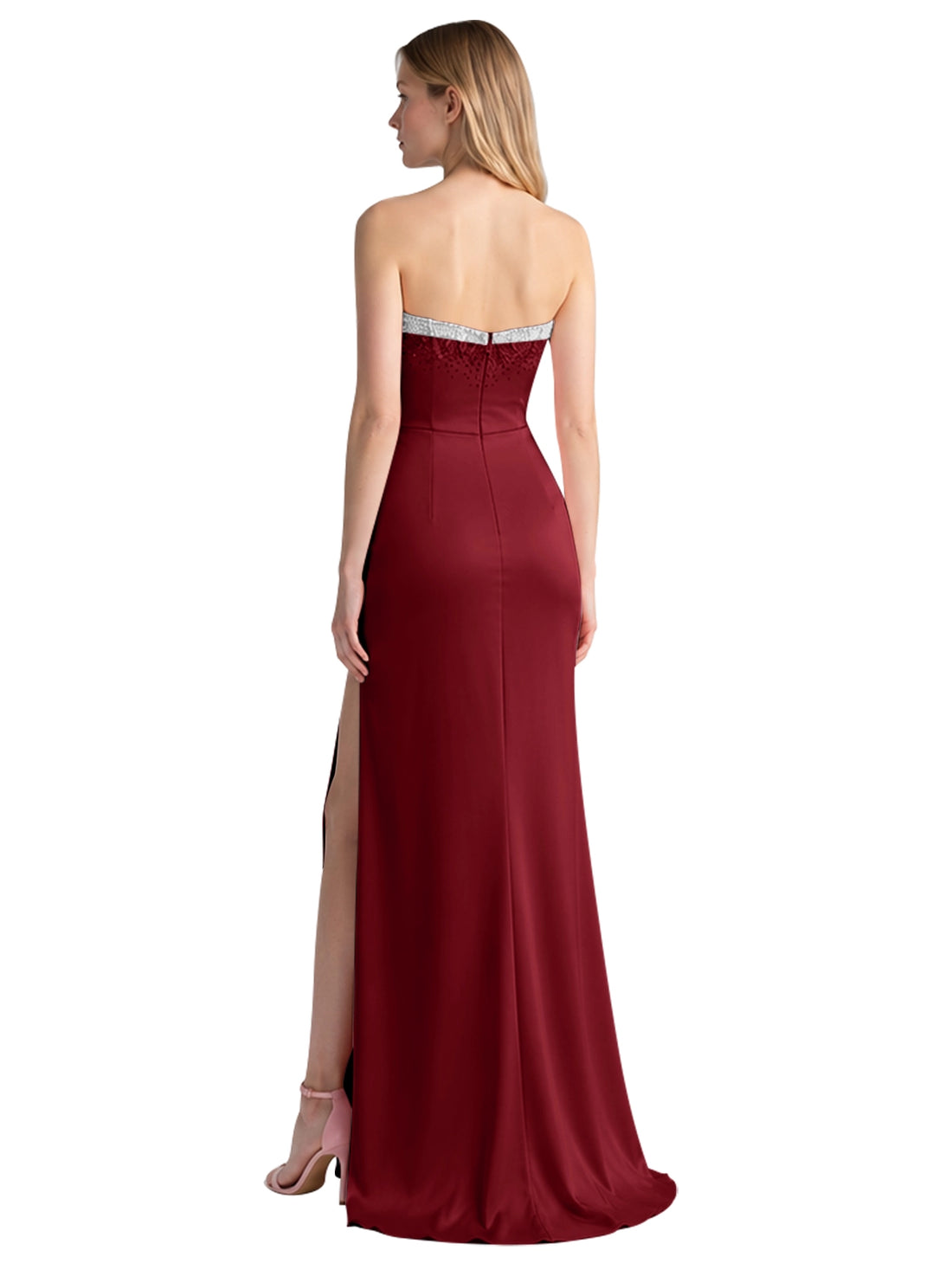 Beaded High Slit Prom Dress 