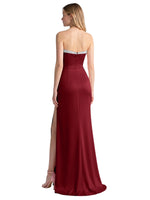 Beaded High Slit Prom Dress 