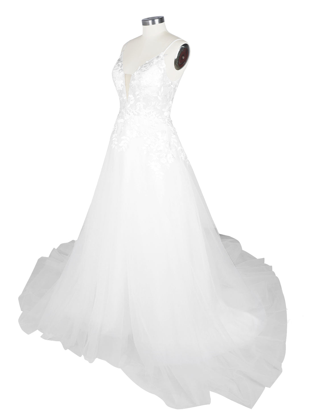 Illusion Spaghetti Straps Wedding Dress 