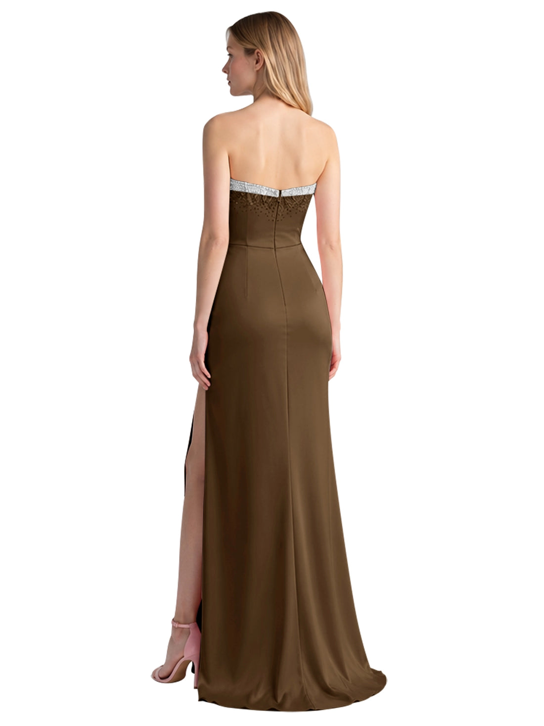 Beaded High Slit Prom Dress 