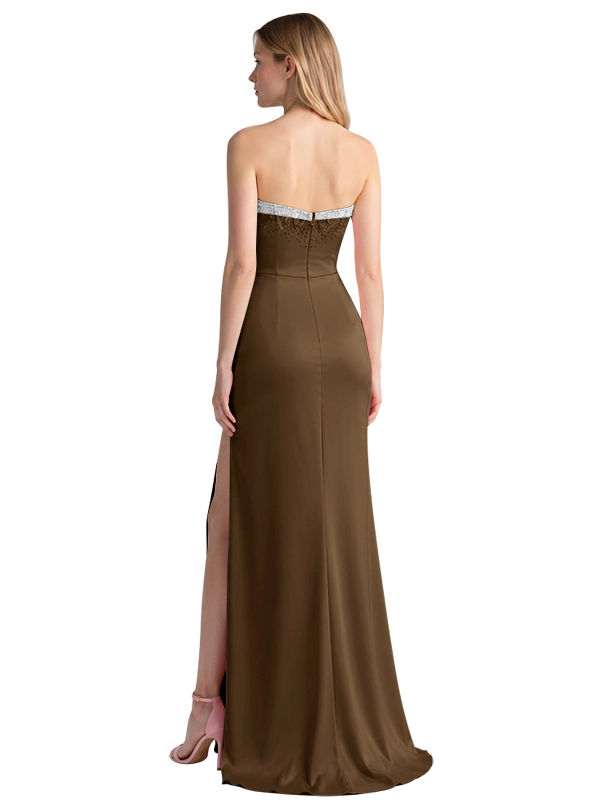Beaded High Slit Prom Dress 