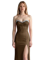 Beaded High Slit Prom Dress 