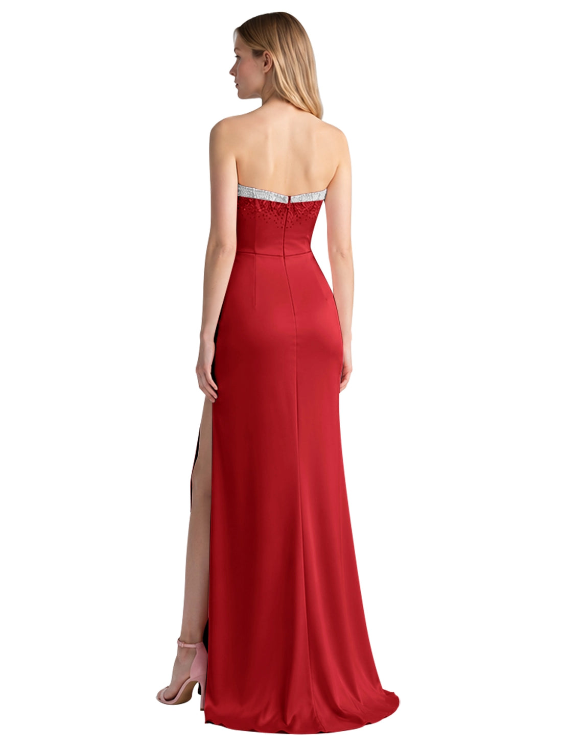 Beaded High Slit Prom Dress 