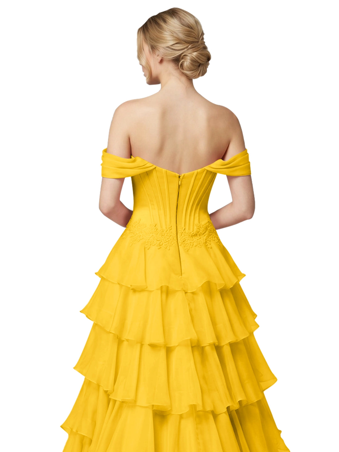 Tiered Off The Shoulder Prom Dress 