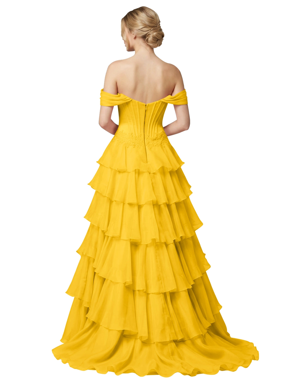 Tiered Off The Shoulder Prom Dress 