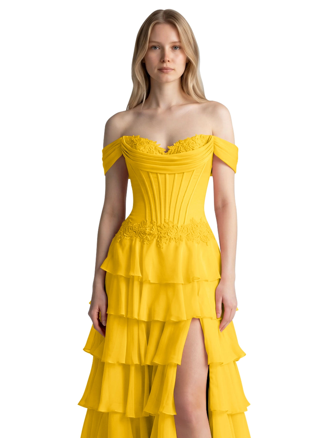 Tiered Off The Shoulder Prom Dress 