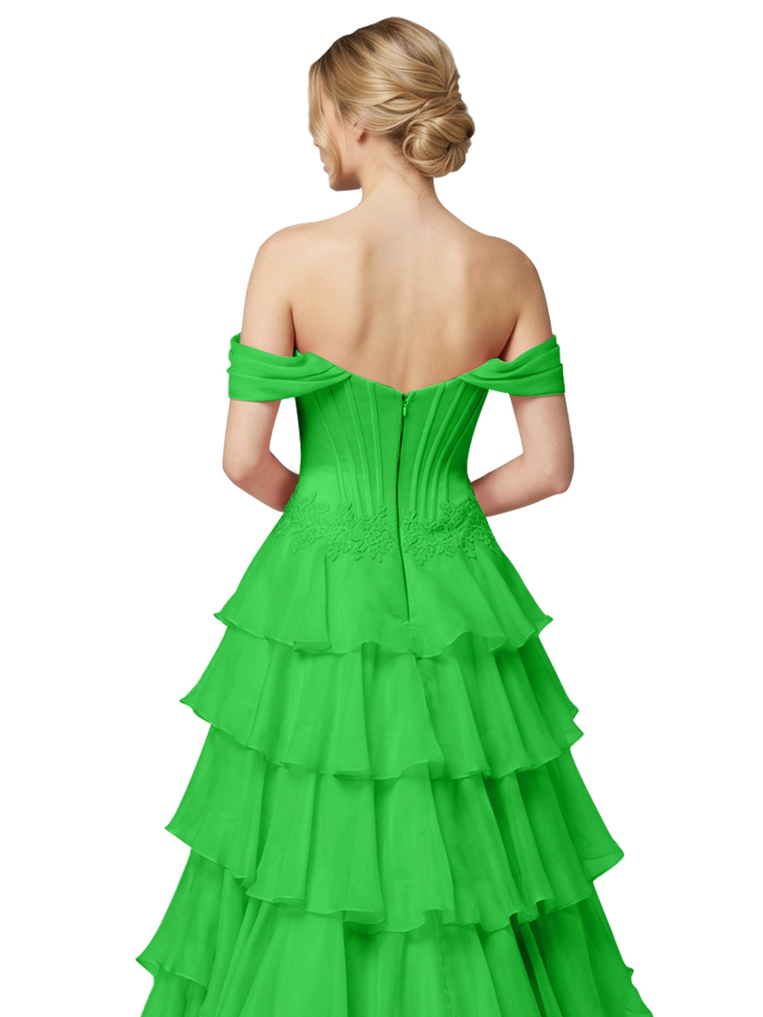 Tiered Off The Shoulder Prom Dress 