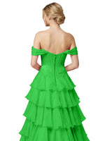 Tiered Off The Shoulder Prom Dress 