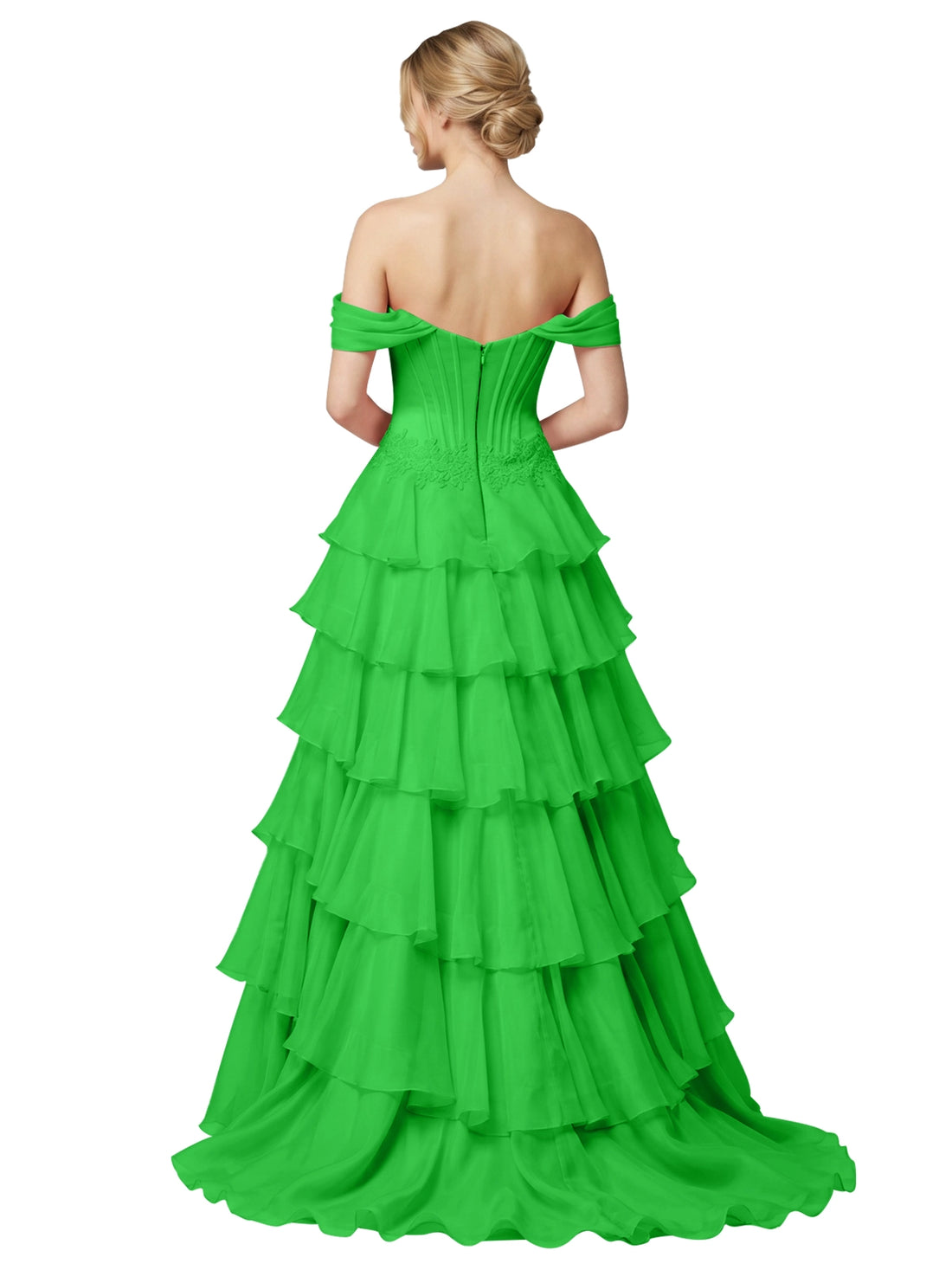 Tiered Off The Shoulder Prom Dress 
