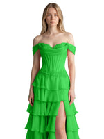 Tiered Off The Shoulder Prom Dress 