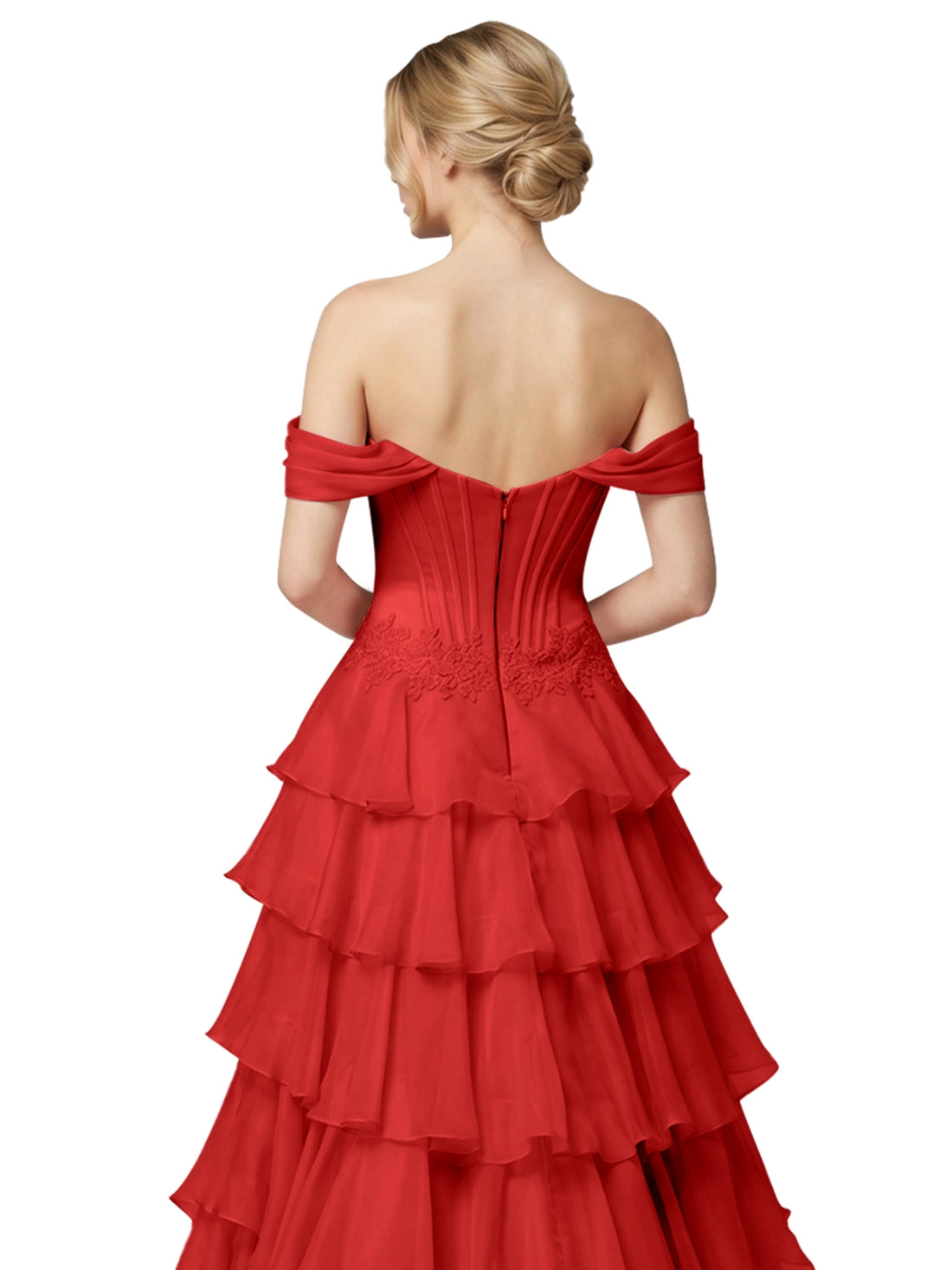 Tiered Off The Shoulder Prom Dress 