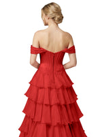 Tiered Off The Shoulder Prom Dress 