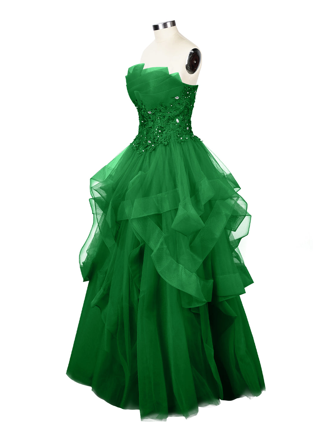 Tiered Strapless Prom Dress 