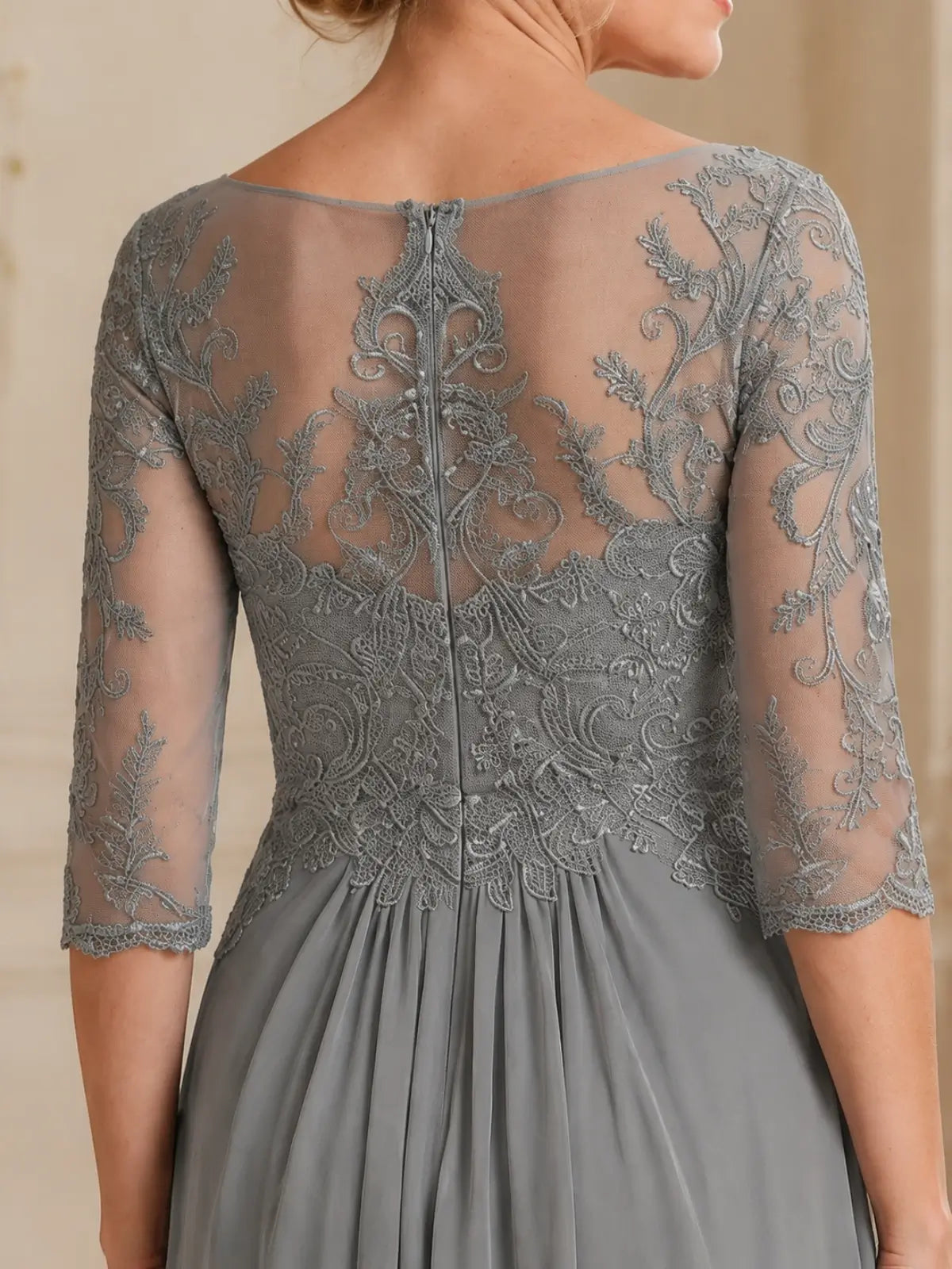 A-line Appliqued Mother of the Bride Dress