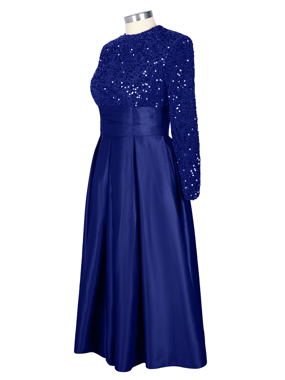 Sequined Boat Long Sleeves Dress 