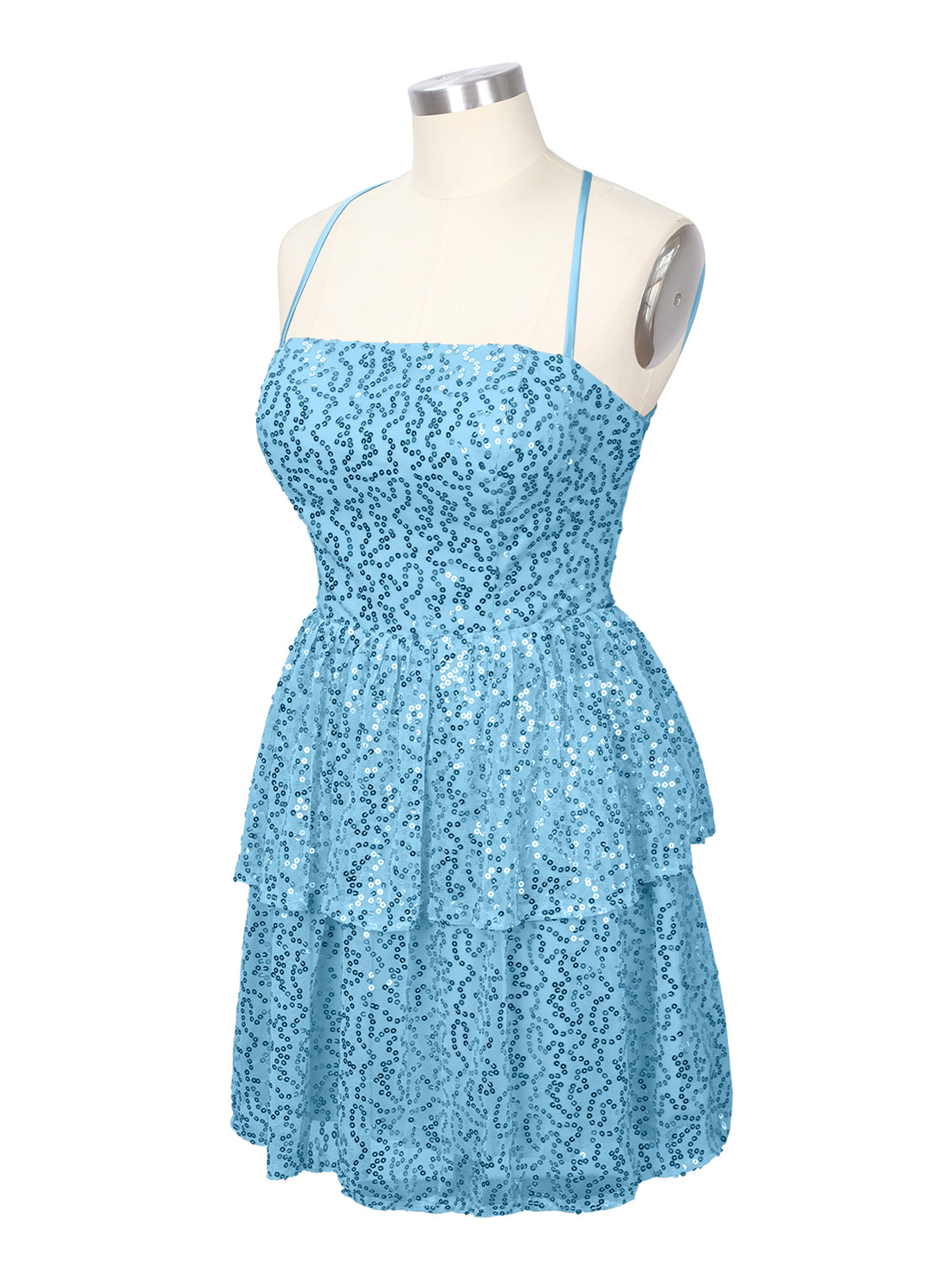 Sequined Halter Flare Mini Dress 