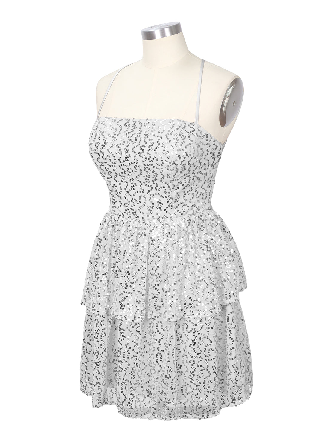 Sequined Halter Flare Mini Dress 