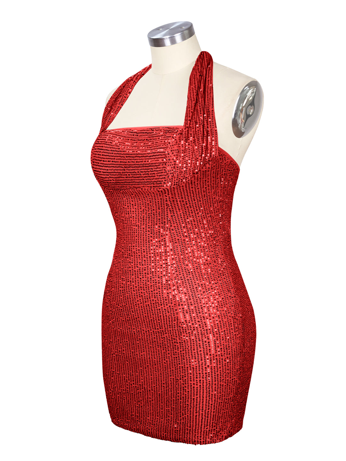 Halter Sequin Sheath Mini Dress 