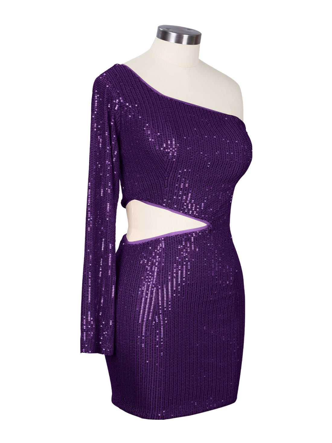 Waist Cutout One Shoulder Mini Dress 