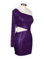Waist Cutout One Shoulder Mini Dress 