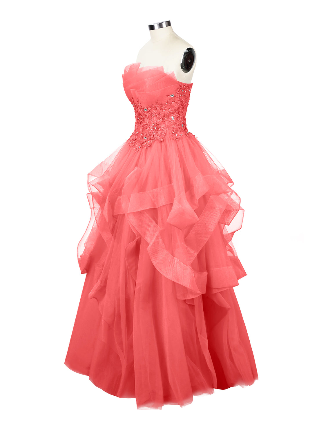 Tiered Strapless Prom Dress 