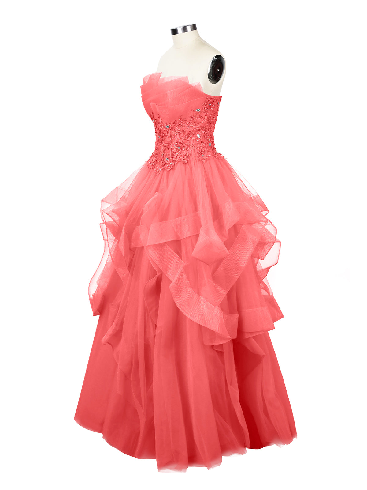 Tiered Strapless Prom Dress 