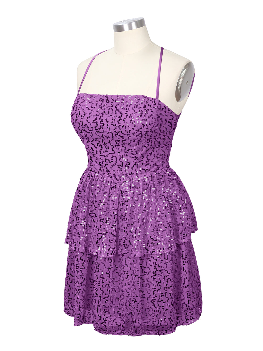 Sequined Halter Flare Mini Dress 