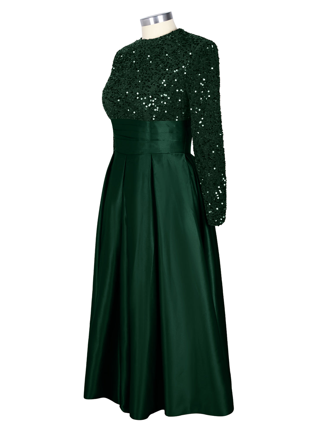 Sequined Boat Long Sleeves Dress 