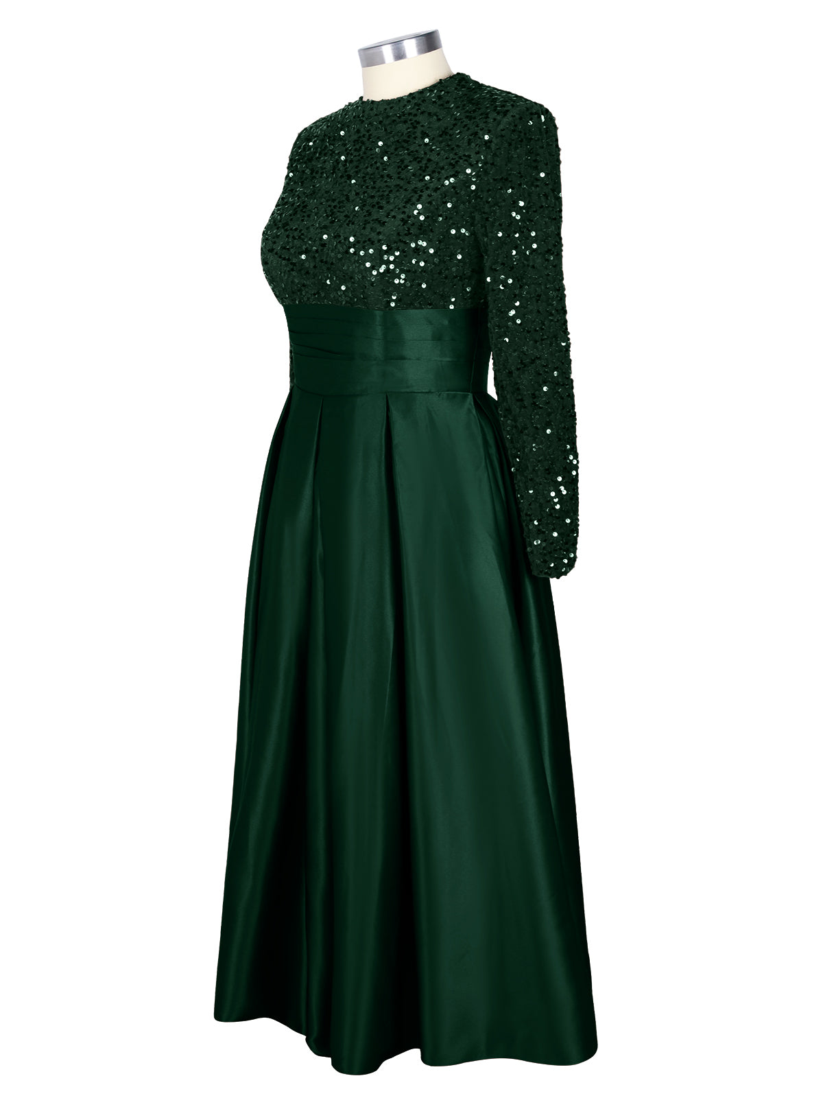 Sequined Boat Long Sleeves Dress 