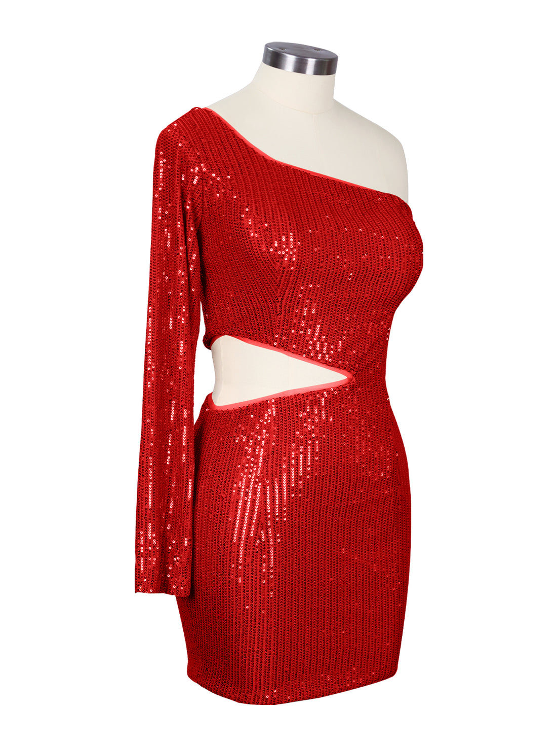 Waist Cutout One Shoulder Mini Dress 