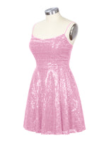 Sequin Scoop Neckline Mini Dress 