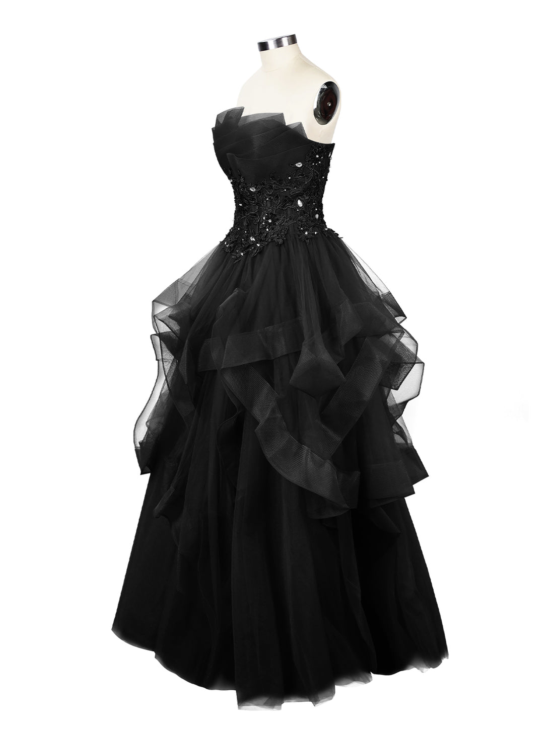 Tiered Strapless Prom Dress 
