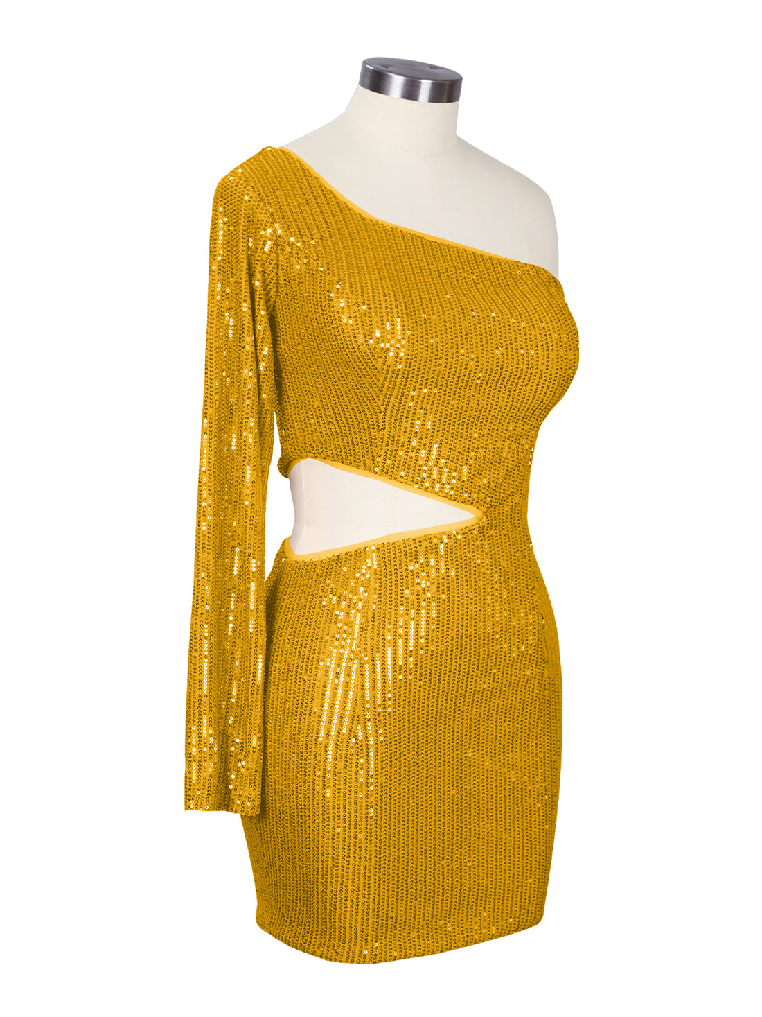 Waist Cutout One Shoulder Mini Dress 