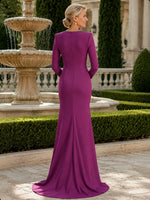 Stretch Crepe Mermaid Mother of Bride Dress with High Slit 