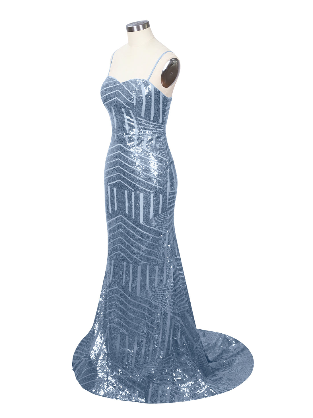 Geometric Sequin Prom Dress 