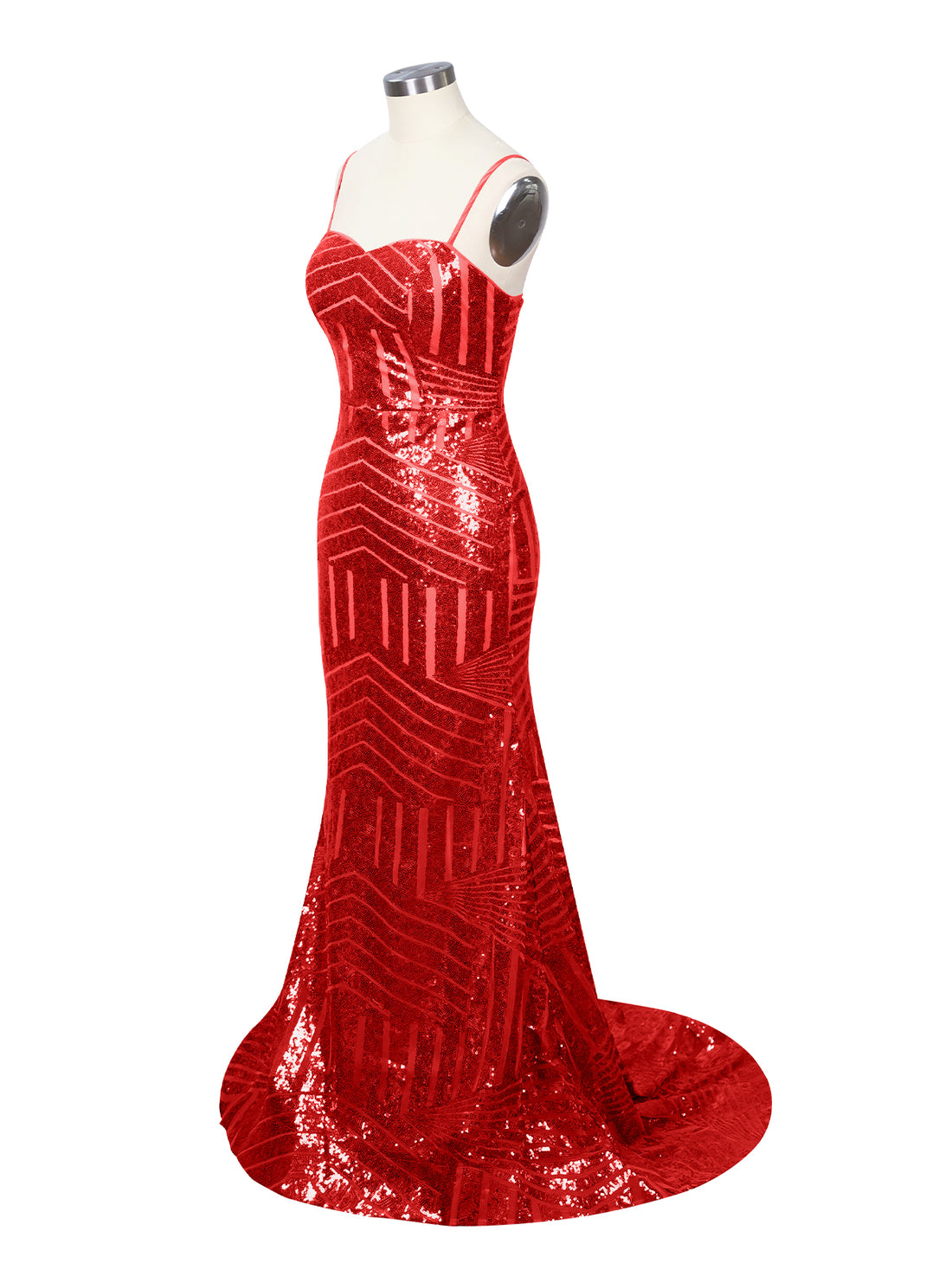 Geometric Sequin Prom Dress 