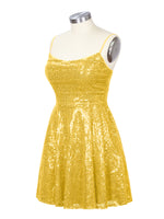Sequin Scoop Neckline Mini Dress 