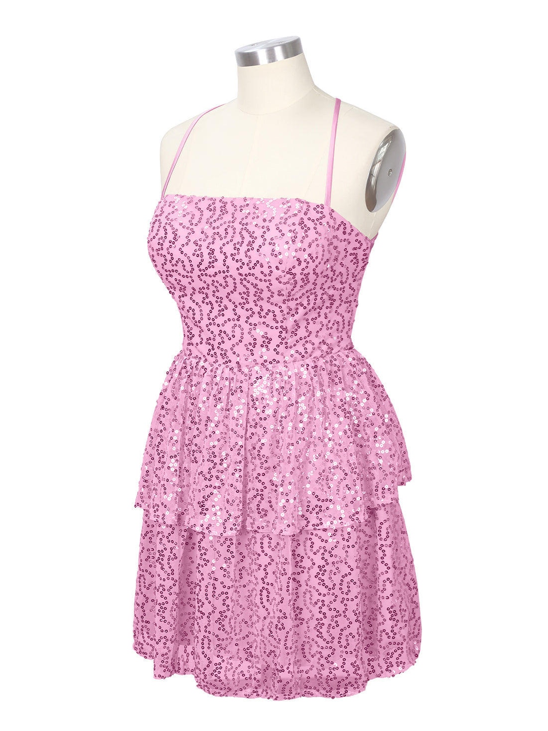 Sequined Halter Flare Mini Dress 