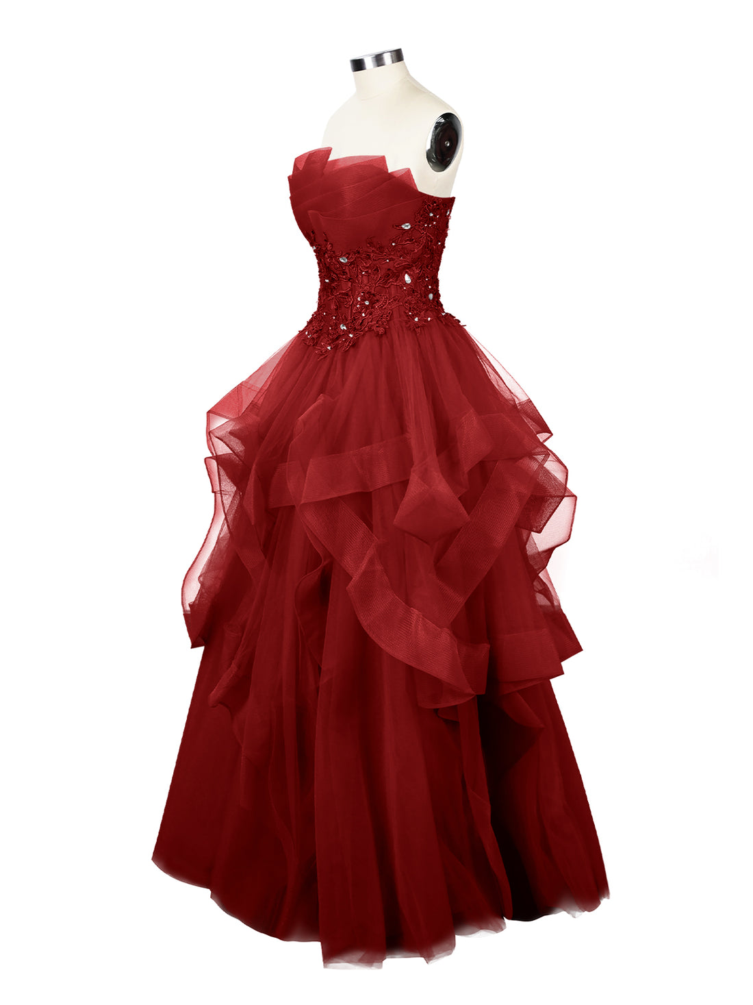 Tiered Strapless Prom Dress 