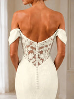 Off-the-Shoulder Wedding Dress with Appliques