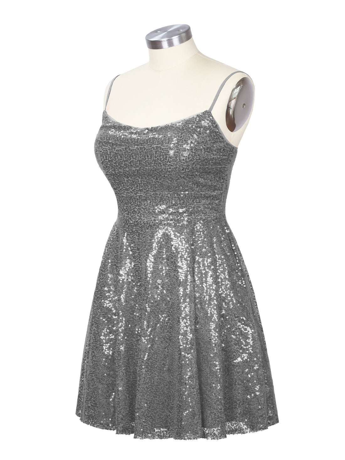 Sequin Scoop Neckline Mini Dress 